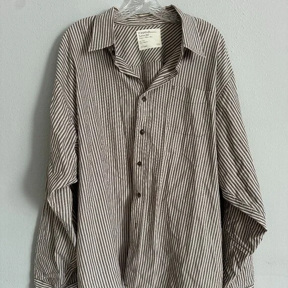 Wrangler Vintage Men’s Striped 100% Cotton Button Up Shirt Long Sleeve 2XL - Picture 3 of 11